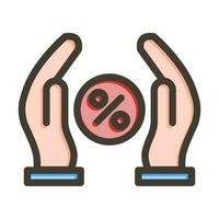 Interest Rate Vector Thick Line Filled Colors Icon Design