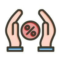 Interest Rate Vector Thick Line Filled Colors Icon Design