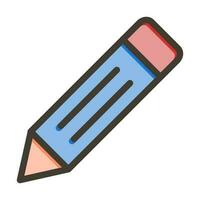 Pencil Vector Thick Line Filled Colors Icon Design