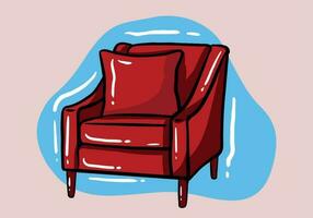 Classic comfortable red armchair for living room or bedroom isolated on background. Furniture cartoon vector illustration.