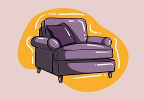 Purple stylish armchair isolated on background. Bright interior design element.Flat style vector illustration