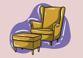 Stylish yellow cartoon style comfortable armchair. Part of the interior of a living room or office vector