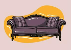 Sofa and couch colorful cartoon illustration vector. Comfortable lounge for interior design isolated on  background. Modern model of settee icon. vector