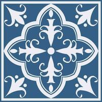 Ethnic geometric floral tile pattern. Ethnic geometric floral square pattern blue Moroccan color style. Ethnic mediterranean pattern use for home flooring interior decoration elements, etc. vector