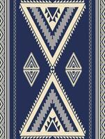 Aztec Navajo blue-white geometric pattern. Ethnic southwest geometric shape seamless pattern. Ethnic pattern use for carpet, rug, tapestry, mat, cushion, wallpaper, textile border, table runner vector