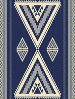 Aztec Navajo blue-white geometric pattern. Ethnic southwest geometric shape seamless pattern. Ethnic pattern use for carpet, rug, tapestry, mat, cushion, wallpaper, textile border, table runner vector