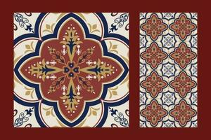 Ethnic geometric floral tile pattern. Ornaments set of ethnic geometric floral shape seamless pattern Arabic style. Use for fabric, textile, home decoration elements, upholstery, wrapping, etc. vector
