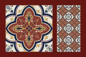 Ethnic geometric floral tile pattern. Ornaments set of ethnic geometric floral shape seamless pattern Arabic style. Use for fabric, textile, home decoration elements, upholstery, wrapping, etc. vector