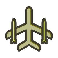 Jet Plane Vector Thick Line Filled Colors Icon Design