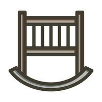 Baby Crib Vector Thick Line Filled Colors Icon Design