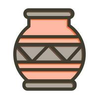 Pot Vector Thick Line Filled Colors Icon Design