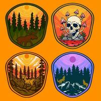 Illustration vector graphic of OUTDOORS BADGE LOGO BUNDLES suitable for logo product also for design merchandise