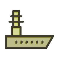 Aircraft Carrier Vector Thick Line Filled Colors Icon Design