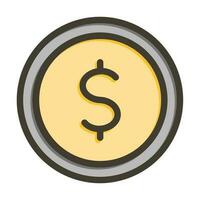 Dollar Currency Vector Thick Line Filled Colors Icon Design