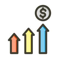 Profit Growth Vector Thick Line Filled Colors Icon Design