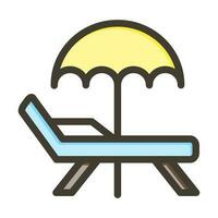 Deck Chair Vector Thick Line Filled Colors Icon Design