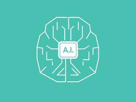 Artificial intelligence in brain shape vector illustration