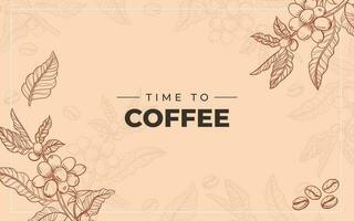 Coffee background template with handdrawn style vector