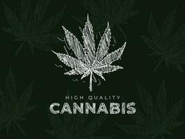 Handdrawn marijuana leaf vector background