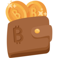 wallet with golden bitcoins png