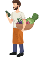 farmer with vegetables in basket png