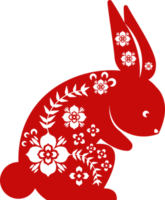 chinese rabbit with flowers png