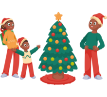 afro familie vieren Kerstmis png