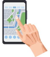 hand using gps app png