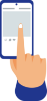 hand human touching smartphone png