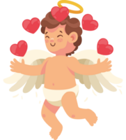 ángel cupido con corazones png