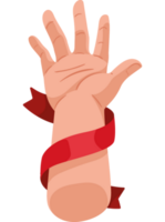 mano con campaña de cinta roja png