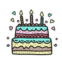happy birthday cake doodle style vector
