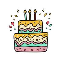 happy birthday cake doodle style vector
