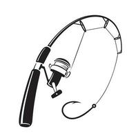 Hand drawn curved fishing rod, vector