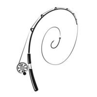 Hand drawn curved fishing rod, vector