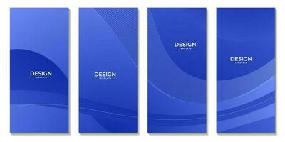 a set of brochures with abstract blue wave gradient background vector