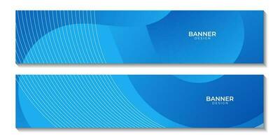 set of banners with abstract bright blue wave gradient background for business vector