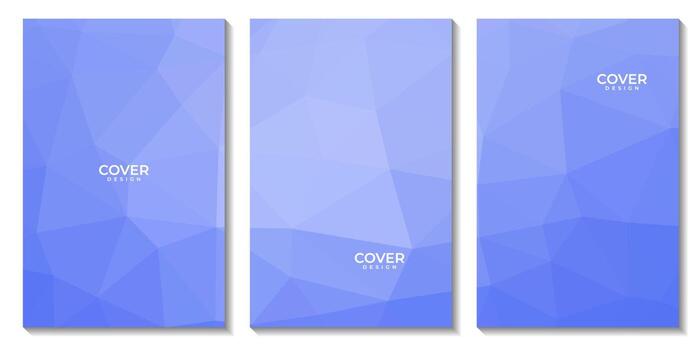 conjunto de volantes con resumen azul geométrico antecedentes con triangulos para negocio vector