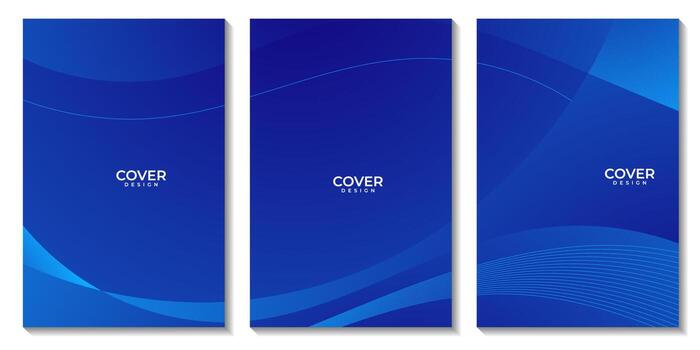 set of flyers with abstract blue wave gradient background. vrector illustration. vector