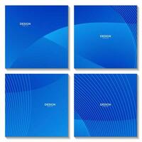 set of abstract blue wave gradient background for business vector