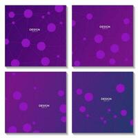 set of abctract purple background with connected dots and molecular vector