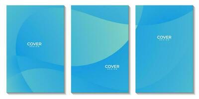 set of flyers template with abstract green blue wave gradient background vector