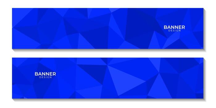 a set of banners with blue geometric background design with triangles shape. vector