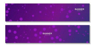 set of banners with abctract purple background with connected dots and molecular vector