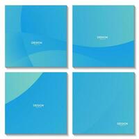 set of squares template with abstract green blue wave gradient background vector