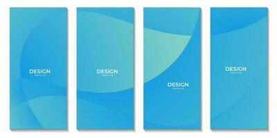 set of brochures template with abstract green blue wave gradient background vector