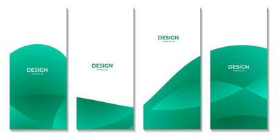 brochures set with abstract green wave colorful background with copy space area vector