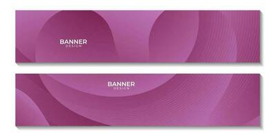 set of banners with abstract pink wave gradient background vector