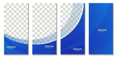 set of brochures with abstract blue wave background with white space vector