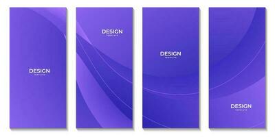 set of brochures with abstract purple wave colorful background vector